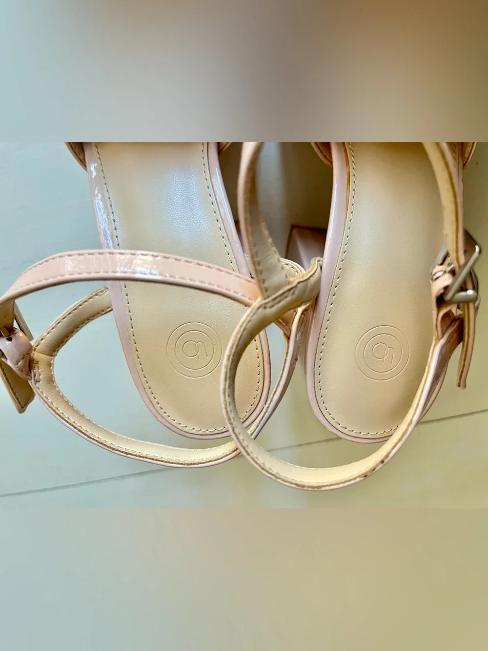 Urban Outfitters Women’s Platform Loafer Sandals - Nude Patent size 7